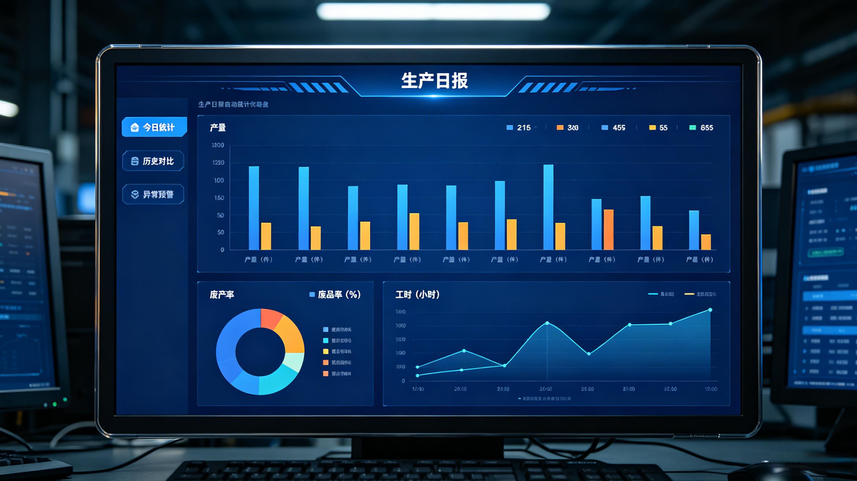 制造业工厂生产报表自动统计界面
